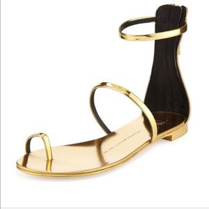 Giusseppe Zanotti Metallic Gold Flat Sandals